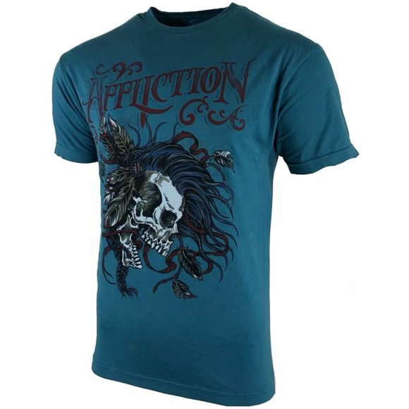 AFFLICTION Men's T-shirt BATTLE CRY Dark Teal Biker MMA S-5XL - Picture 3 of 6